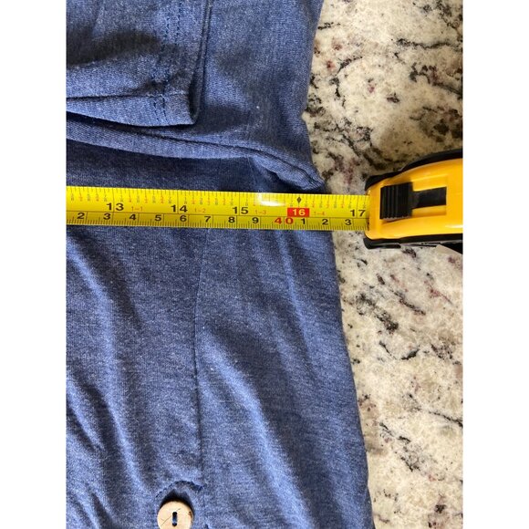 MISA Tunic Blouse Womens Small Blue Button Detail 3/4 Sleeve - Picture 6 of 8